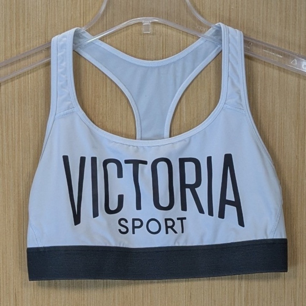 Victoria Sport Women's Logo Racerback Mesh Sports Bra Size Large White Black